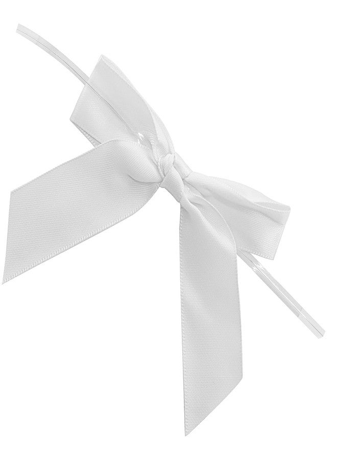 Verkelly 50 Pack 3.5 Inch Satin Ribbon Twist Tie Bows for Gift Wrapping, Treat Bags, Party Favors, and Decorations(White - Image 5