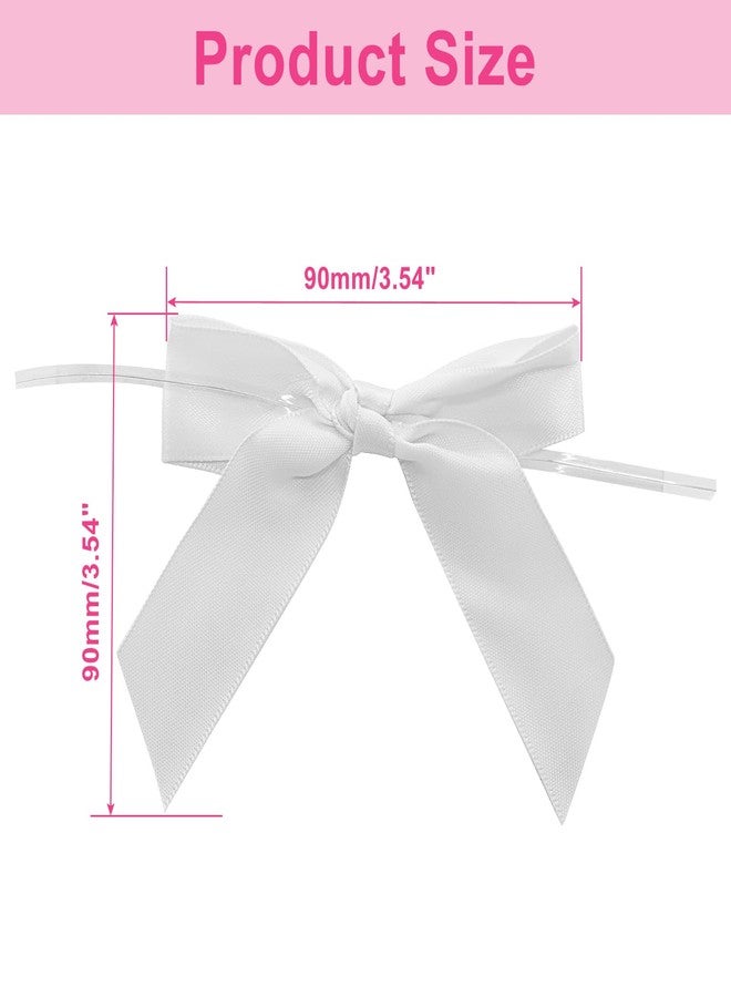 Verkelly 50 Pack 3.5 Inch Satin Ribbon Twist Tie Bows for Gift Wrapping, Treat Bags, Party Favors, and Decorations(White - Image 2