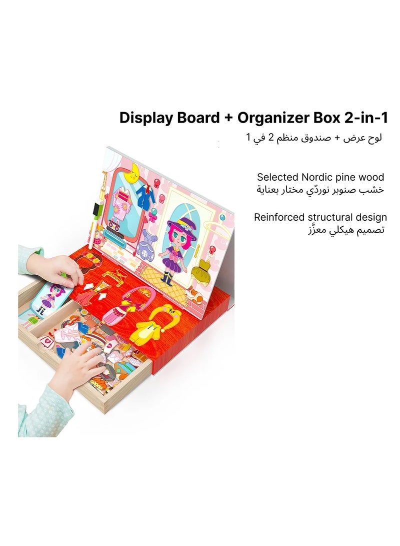Magnetic Dress Up Development Toys for Kids – Wooden Pretend Play Fashion Game, Educational Montessori Learning Toy for Girls Ages 2 3 4 5, Mix & Match Outfits, Puzzle Playset with Storage Box - Image 5
