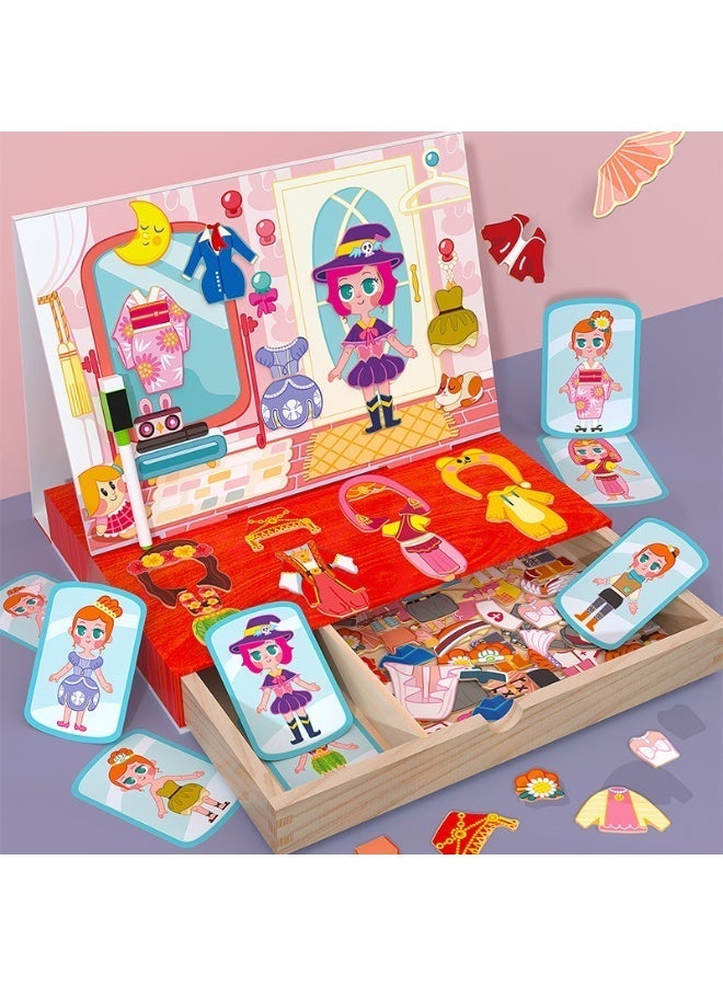 Magnetic Dress Up Development Toys for Kids – Wooden Pretend Play Fashion Game, Educational Montessori Learning Toy for Girls Ages 2 3 4 5, Mix & Match Outfits, Puzzle Playset with Storage Box - Image 2