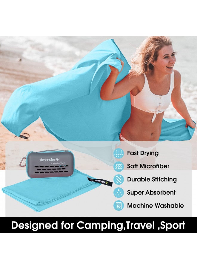 4Monster 4Monster Camping Towels Super Absorbent, Fast Drying Microfiber Travel Towel, Quick Dry Ultra Soft Compact Gym Towel for Swimming Beach Hiking Yoga Travel Sports Backpack (20.00" x 12.00", Lake-green)  - Image 1