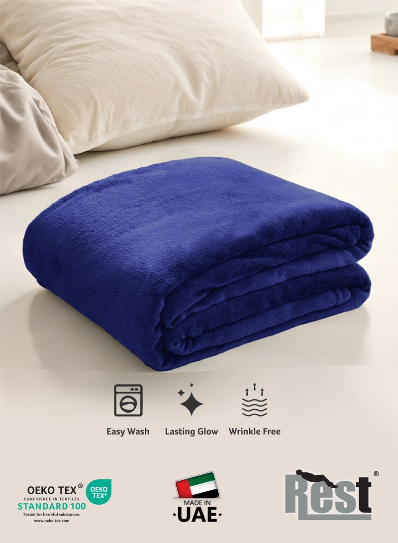 REST Micro Fleece Hotel Luxury Flannel Blanket Navy Blue 220x240cm  260 GSM Lightweight Plush Cozy Bed Blanket  Soft Comfy Throw Blankets  Winter essentials - Image 4