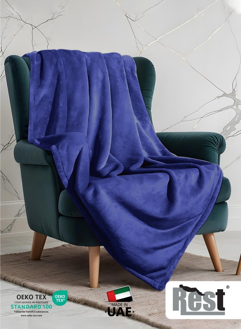 REST Micro Fleece Hotel Luxury Flannel Blanket Navy Blue 220x240cm  260 GSM Lightweight Plush Cozy Bed Blanket  Soft Comfy Throw Blankets  Winter essentials - Image 2