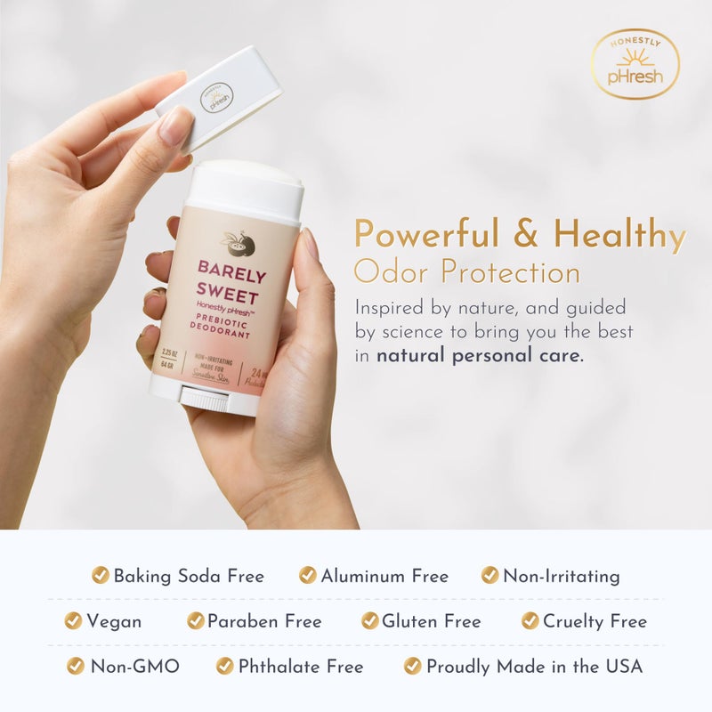 Honestly pHresh Prebiotic Natural Deodorant for Women â€“ Aluminum & Baking Soda Free with 24 Hour Odor Protection. Clean Vegan Deodorant for Sensitive Skin. Made In USA â€“ Barely Sweet Scent, 2.5 oz - Image 5