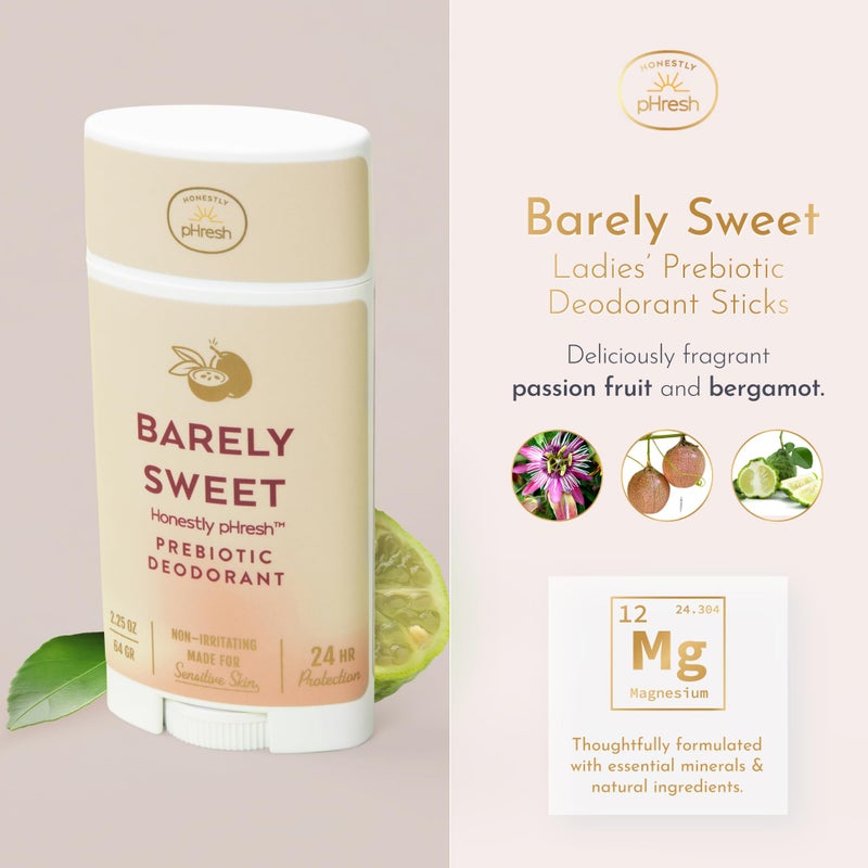 Honestly pHresh Prebiotic Natural Deodorant for Women â€“ Aluminum & Baking Soda Free with 24 Hour Odor Protection. Clean Vegan Deodorant for Sensitive Skin. Made In USA â€“ Barely Sweet Scent, 2.5 oz - Image 3