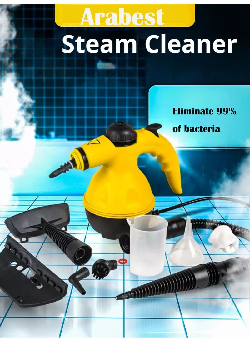 Arabest Portable Handheld Steam Cleaner 1000W Multifunctional High Temperature With 9 Pieces Accessories,2.6M Extended Power Cord, Suitable For Kitchen Sofa Bathroom Window - Image 1