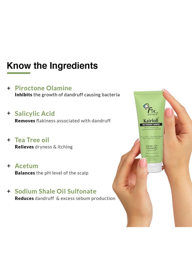 FIXDERMA Kairfoll Anti Dandruff Shampoo For Oily Sensitive Scalp Prone To Dandruff & Folliculitis | Anti Dandruff Shampoo For Women & Men | Salicylic Acid For Hair Fall | Sulphate Free Shampoo - 100Ml - Image 5