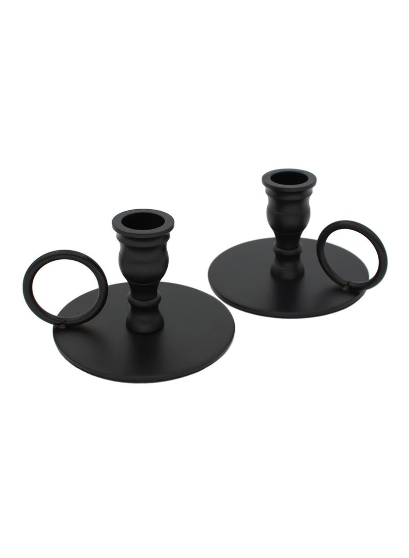 Captaintech Matte Black Candle Holders Set of 2 for Taper Candles, Decorative Candlestick Holder for Wedding, Dinning, Party, Fits 3/4 inch Thick Candle&Led Candles (Metal Candle Stand) - Image 1