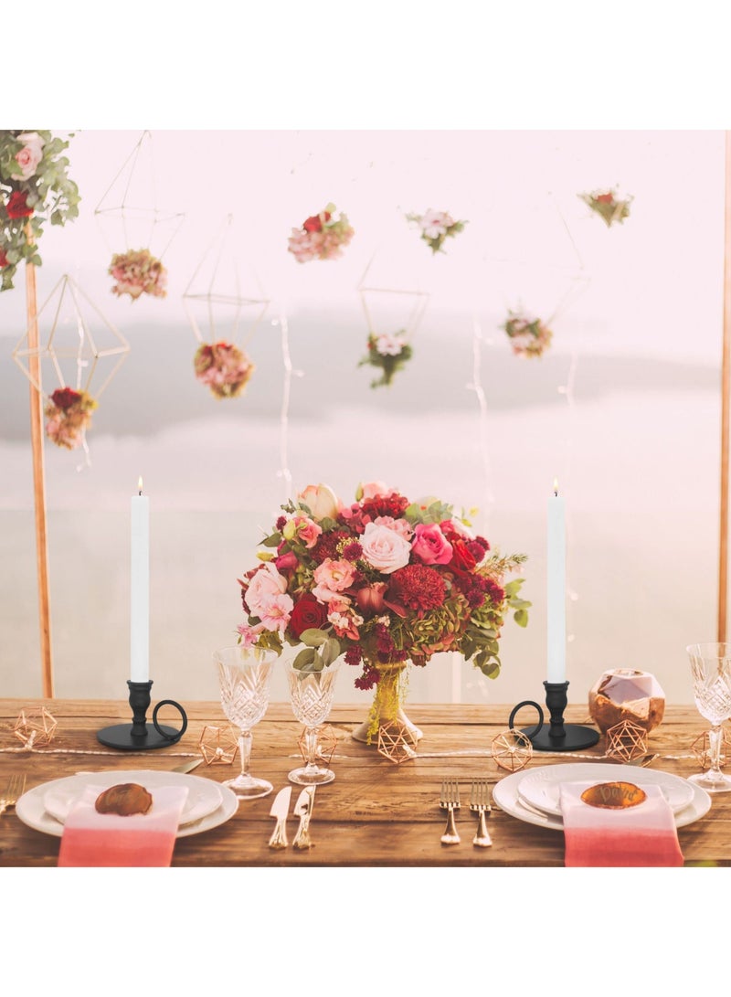 Captaintech Matte Black Candle Holders Set of 2 for Taper Candles, Decorative Candlestick Holder for Wedding, Dinning, Party, Fits 3/4 inch Thick Candle&Led Candles (Metal Candle Stand) - Image 2