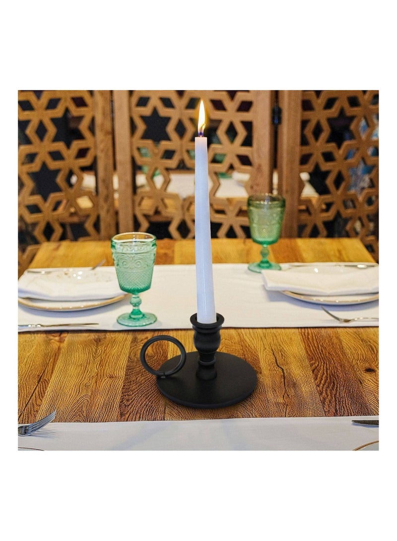 Captaintech Matte Black Candle Holders Set of 2 for Taper Candles, Decorative Candlestick Holder for Wedding, Dinning, Party, Fits 3/4 inch Thick Candle&Led Candles (Metal Candle Stand) - Image 3