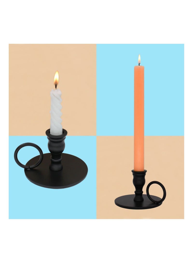Captaintech Matte Black Candle Holders Set of 2 for Taper Candles, Decorative Candlestick Holder for Wedding, Dinning, Party, Fits 3/4 inch Thick Candle&Led Candles (Metal Candle Stand) - Image 5