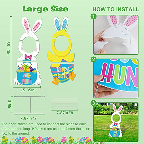 Sakayo Easter Face Yard Sign Decorations Large Easter Bunny Chick Yard Sign with StakesWaterproof Happy Easter Yard Signs for Egg Hunt Spring HolidayPhotography Outdoor Lawn Garden Decorations - Image 3