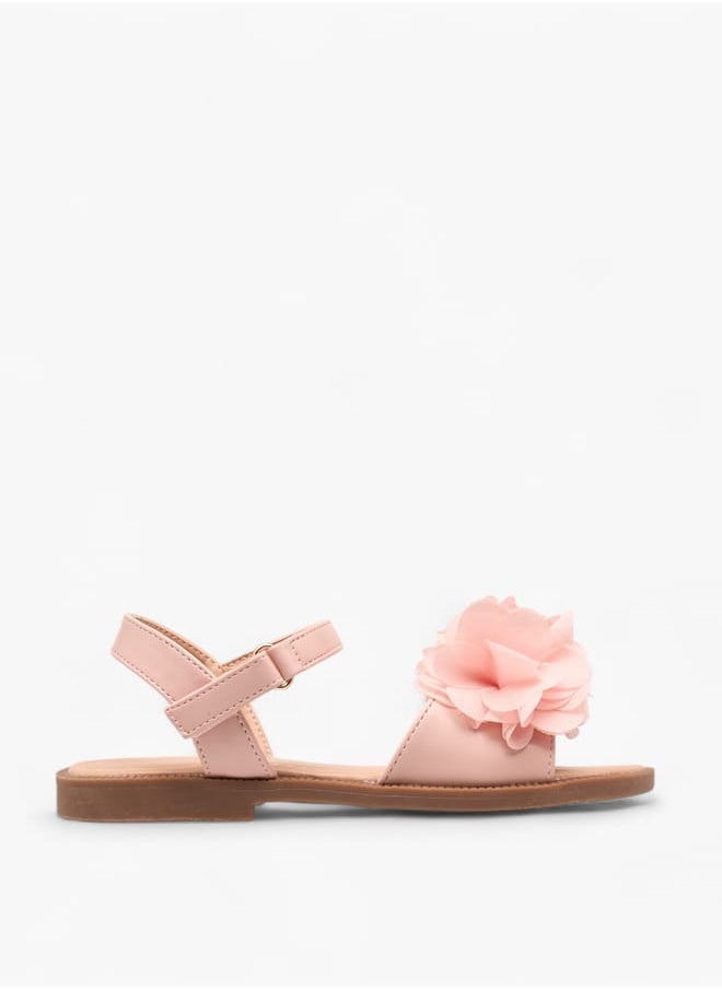 Flora Bella By Shoexpress Girls Floral Accent Strap Sandals With Hook And Loop Closure  - Image 1