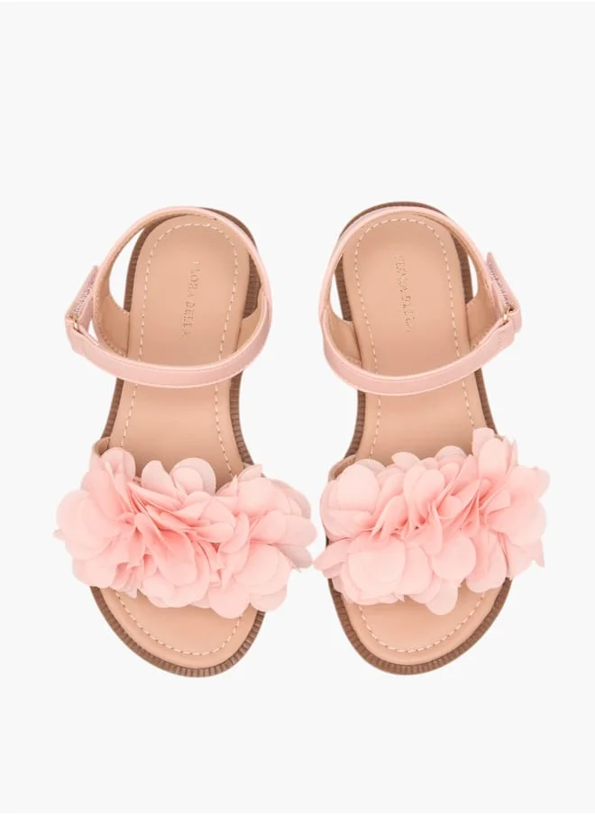 Flora Bella By Shoexpress Girls Floral Accent Strap Sandals With Hook And Loop Closure Ramadan Collection