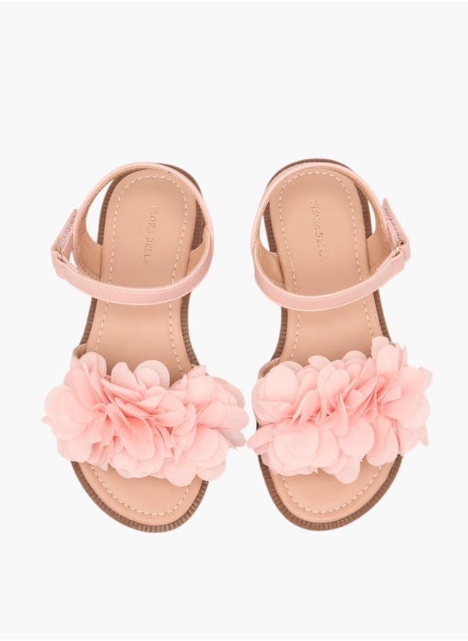 Flora Bella By Shoexpress Girls Floral Accent Strap Sandals With Hook And Loop Closure  - Image 2