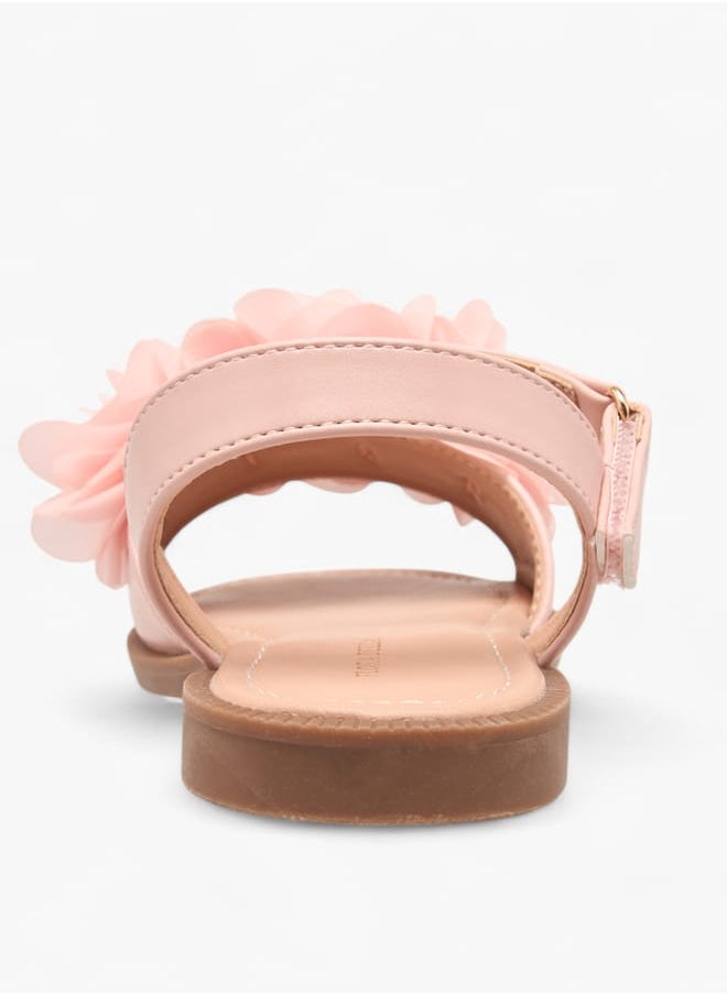 Flora Bella By Shoexpress Girls Floral Accent Strap Sandals With Hook And Loop Closure  - Image 4