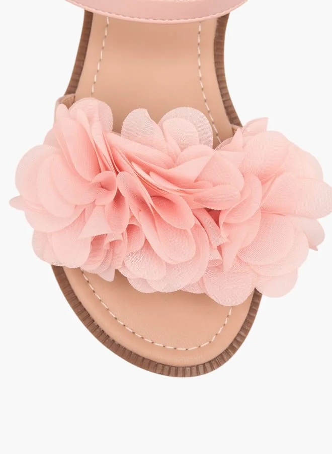 Flora Bella By Shoexpress Girls Floral Accent Strap Sandals With Hook And Loop Closure