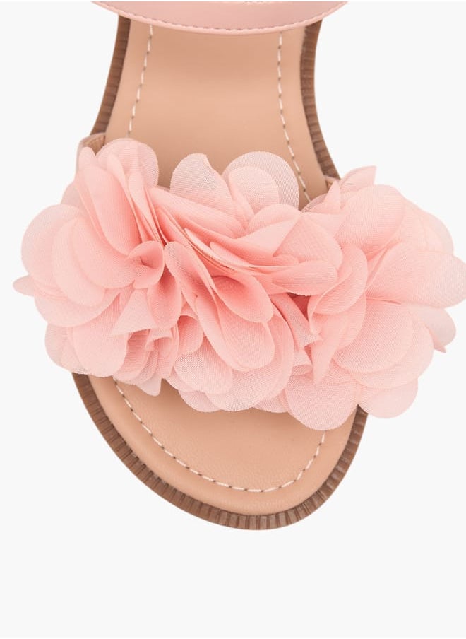 Flora Bella By Shoexpress Girls Floral Accent Strap Sandals With Hook And Loop Closure  - Image 3