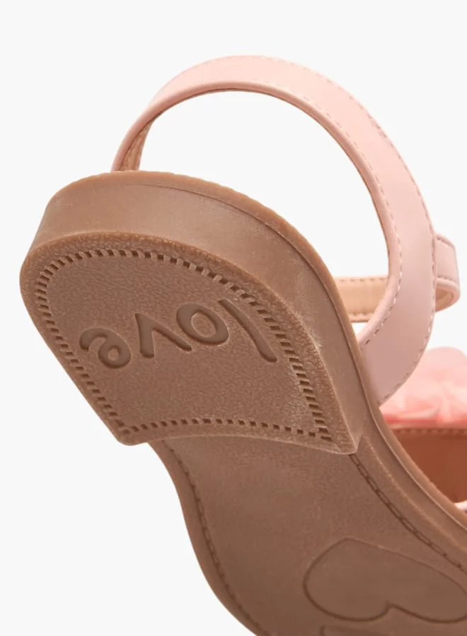 Flora Bella By Shoexpress Girls Floral Accent Strap Sandals With Hook And Loop Closure