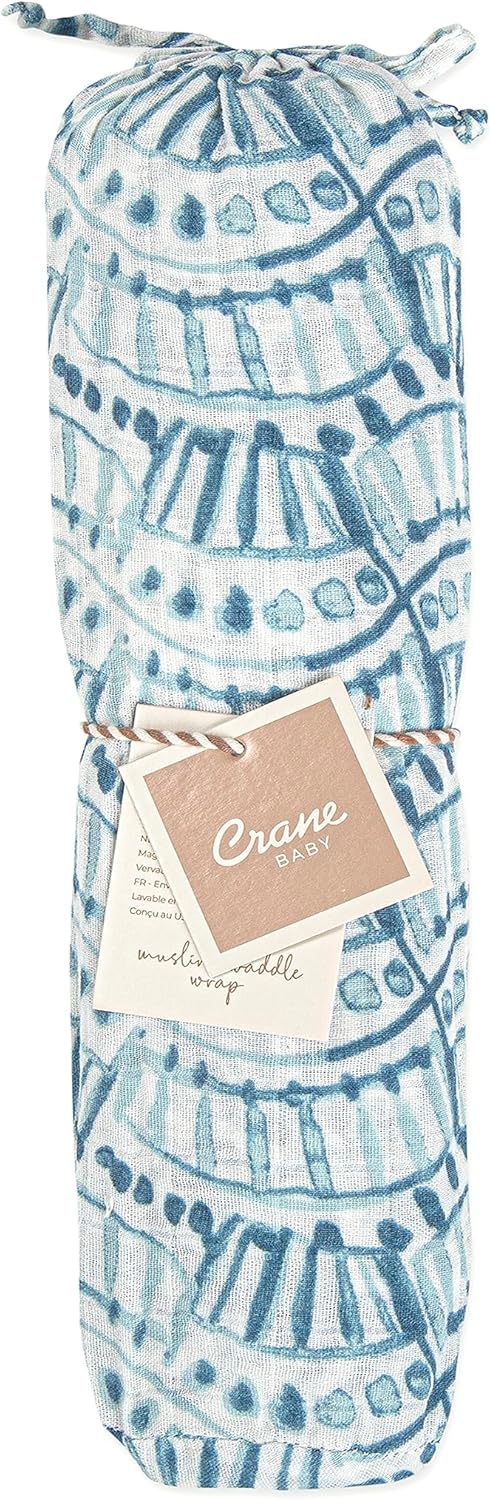 Crane Baby Caspian Single Swaddle Wrap - Indigo Print - Image 2