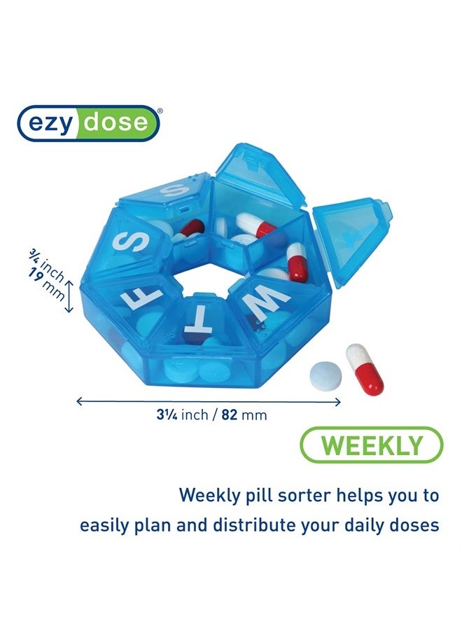 Ezy Dose Weekly Pill Organizer and Planner, Travel Pill Planner, 7-Sided, Colors May Vary  - Image 2