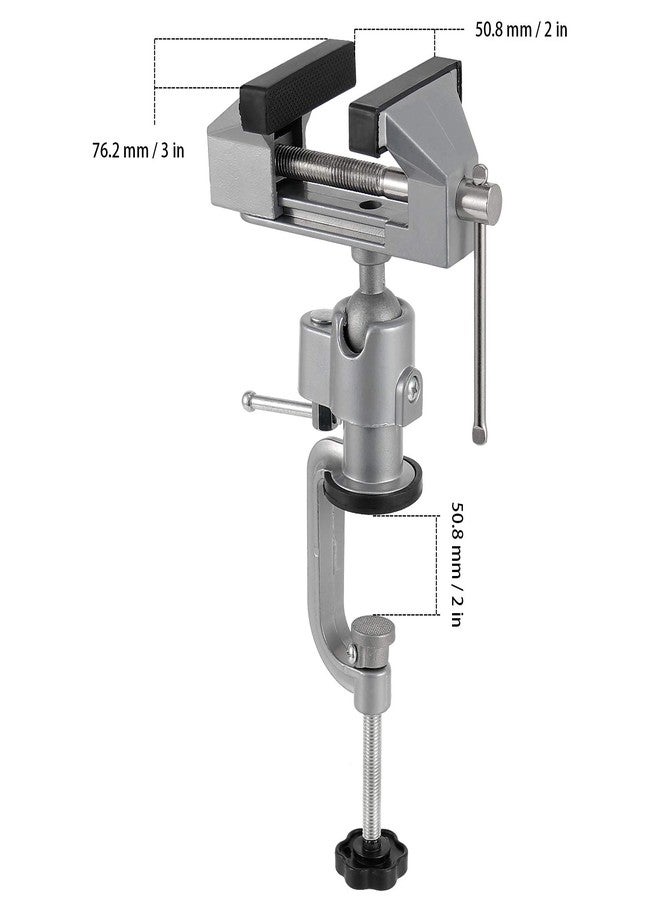 ZEONHAK 2 PCS 3 Inches Bench Vise, Tilts Rotate 360° Universal Work, Universal Table Vise, Aluminum Table Vise for Welding, Woodworking, Jewelry Making, Metal Working - Image 2