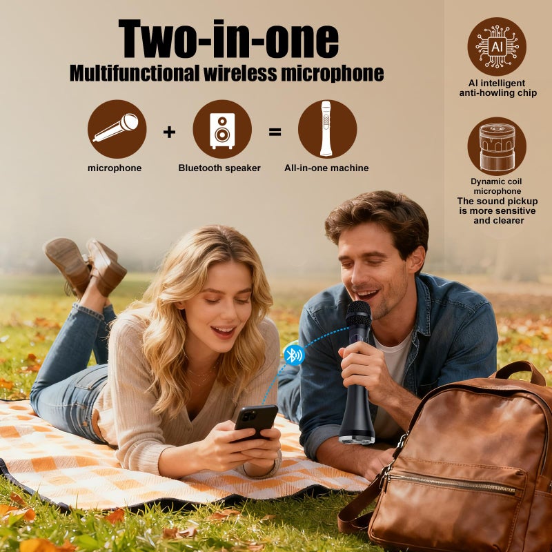 BOESPATR Karaoke Microphone Wireless Bluetooth,Handheld Voice Amplifier,Portable Mic with Speaker 30W High Power DSP Chip Smart Noise Reduction for Car/Indoor/Outdoor Speaking Teaching Singing - Image 4