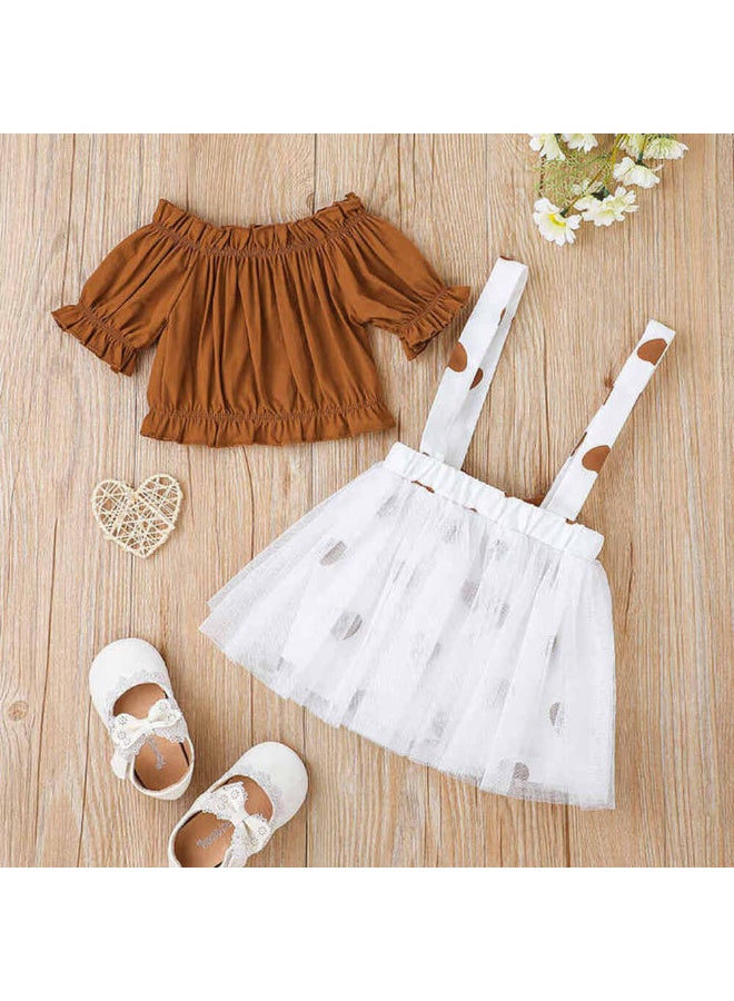 MiniMe Two-Piece Clothing Set for Girls | 18–24 Months | Brown | Cotton&Polester | Stylish Summer Outfit | Perfect For Casual Outings | Comfortable | Breathable | Hand wash - Image 3