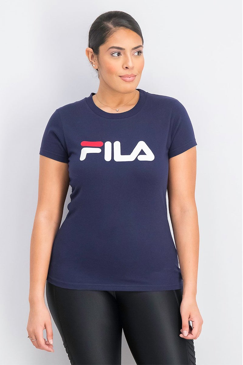 FILA Women Sportswear Fit Short Sleeve Training Top, Navy - Image 1