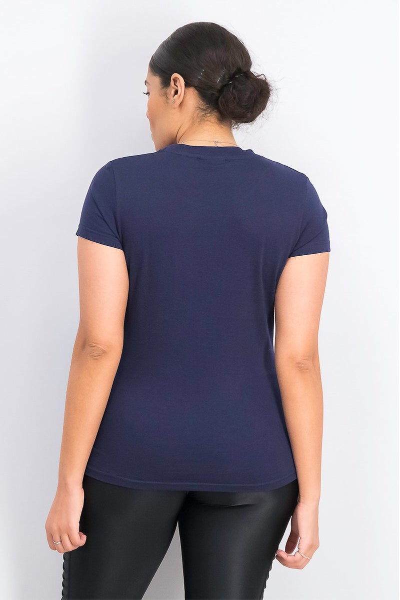 FILA Women Sportswear Fit Short Sleeve Training Top, Navy - Image 3