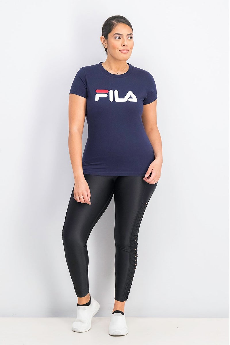 FILA Women Sportswear Fit Short Sleeve Training Top, Navy - Image 4