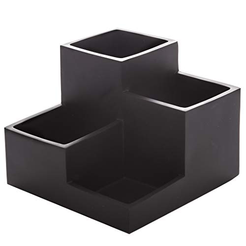 BINO | Multi Purpose 4 Compartment Organizer - Make up Organizer for Vanity - Makeup Holders for Bathroom - Toiletry Countertop - Toothbrush and Bathroom Accessories Holder - Matte Black - Image 1