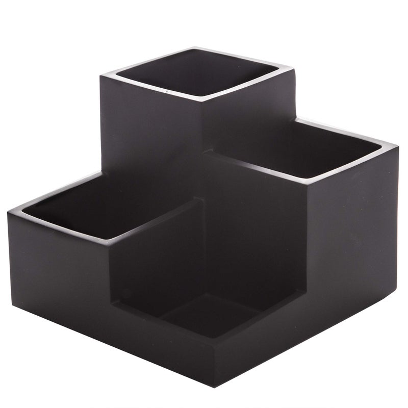 BINO | Multi Purpose 4 Compartment Organizer - Make up Organizer for Vanity - Makeup Holders for Bathroom - Toiletry Countertop - Toothbrush and Bathroom Accessories Holder - Matte Black - Image 3