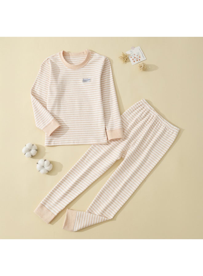 Children's Seamless Pure Cotton Thermal Underwear Set For Autumn And Winter, Thickened And Soft Cotton Base Layer For Boys And Girls