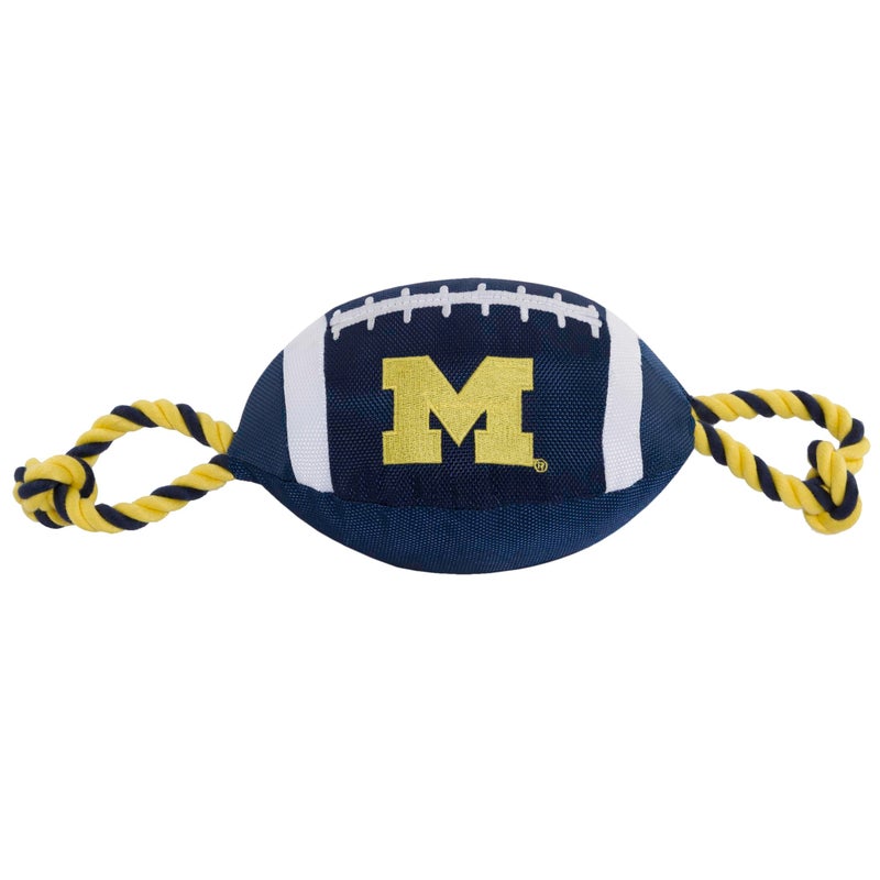 Pets First NCAA Michigan Wolverines Football Dog Toy Tough Quality Nylon Materials Strong Pull Ropes Inner Squeaker Collegiate Team Color 1 Count Pack of 1 - Image 2