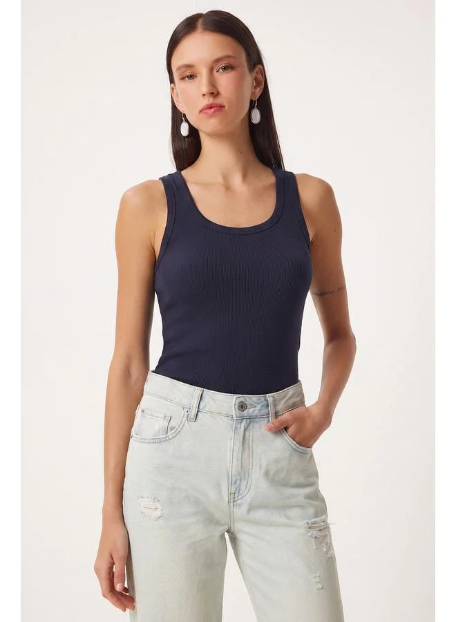 Lovely Istanbul 2-Piece Ribbed Thick-Strap Knitted Tank Top LHJ0002 GREY NAVY