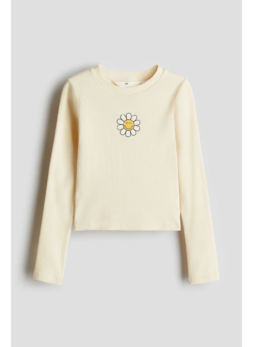 اتش اند ام Print-Motif Jersey Top