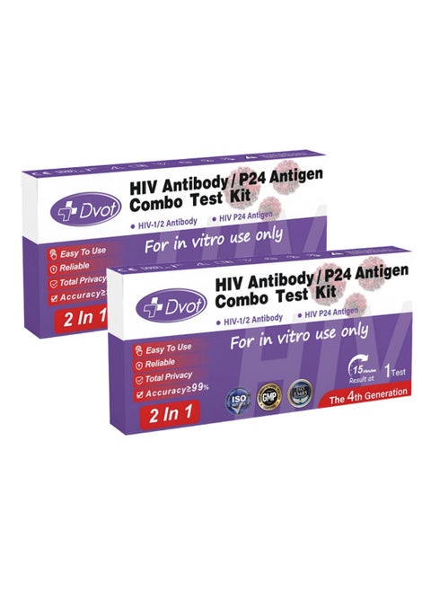 2-PACKS HIV Antibody /P24 Antigen Combo Test Kit ,Second Generation 2 IN 1 HIV Test Kit, For Home Use And Clinic Use， Results Are Available In 15 Minutes