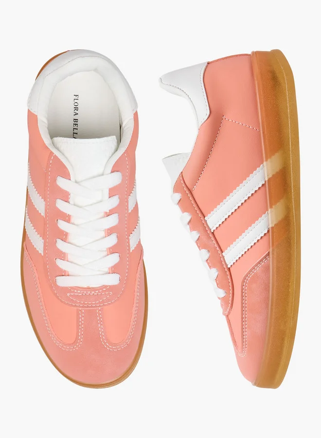 Flora Bella By Shoexpress Panelled Sneakers with Lace-Up Closure