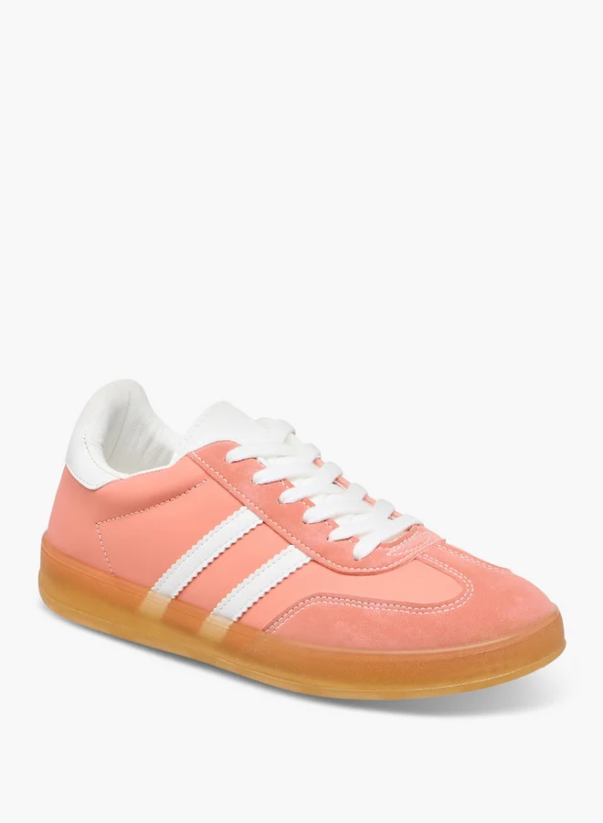 Flora Bella By Shoexpress Panelled Sneakers with Lace-Up Closure
