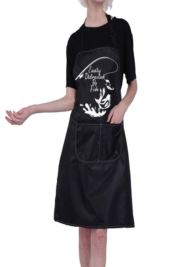 BNQL Fishing Apron Fishing Gifts Apron Easily Distracted By Fish Apron Fishing Cooking Apron Funny Fishing Apron With Pockets - Image 5