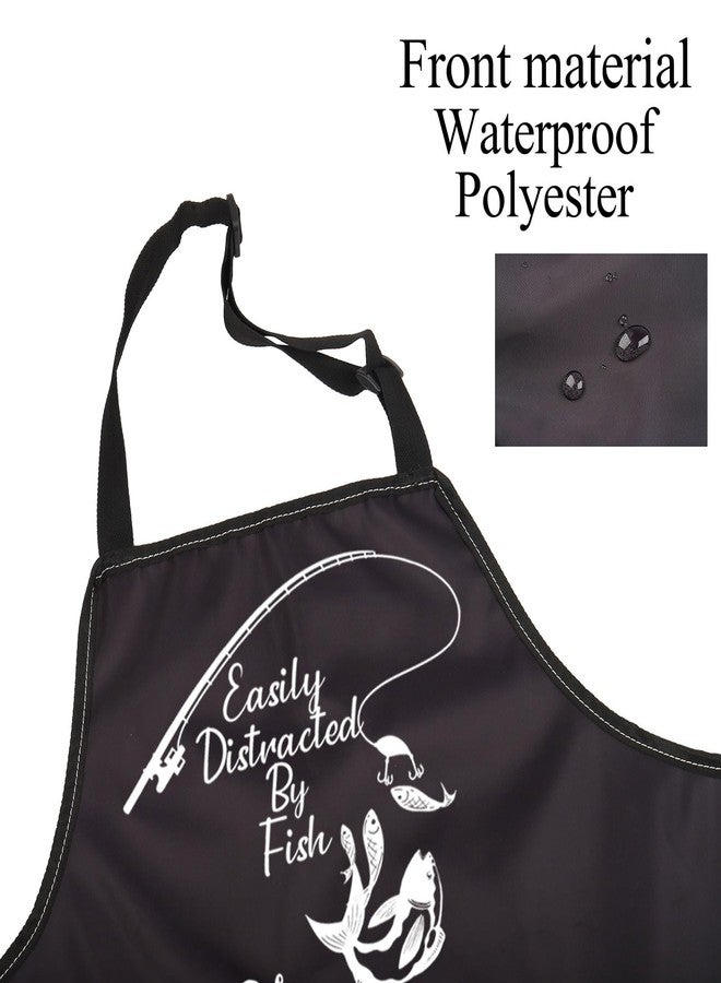 BNQL Fishing Apron Fishing Gifts Apron Easily Distracted By Fish Apron Fishing Cooking Apron Funny Fishing Apron With Pockets - Image 3