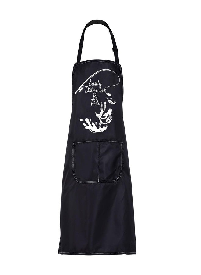 BNQL Fishing Apron Fishing Gifts Apron Easily Distracted By Fish Apron Fishing Cooking Apron Funny Fishing Apron With Pockets - Image 1