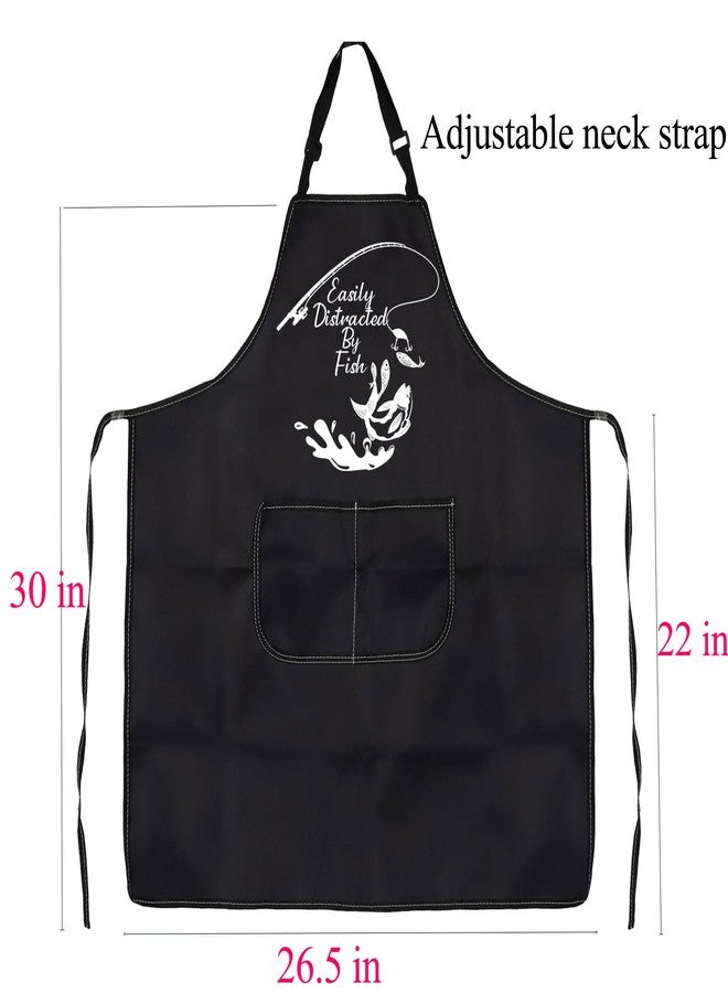 BNQL Fishing Apron Fishing Gifts Apron Easily Distracted By Fish Apron Fishing Cooking Apron Funny Fishing Apron With Pockets - Image 2
