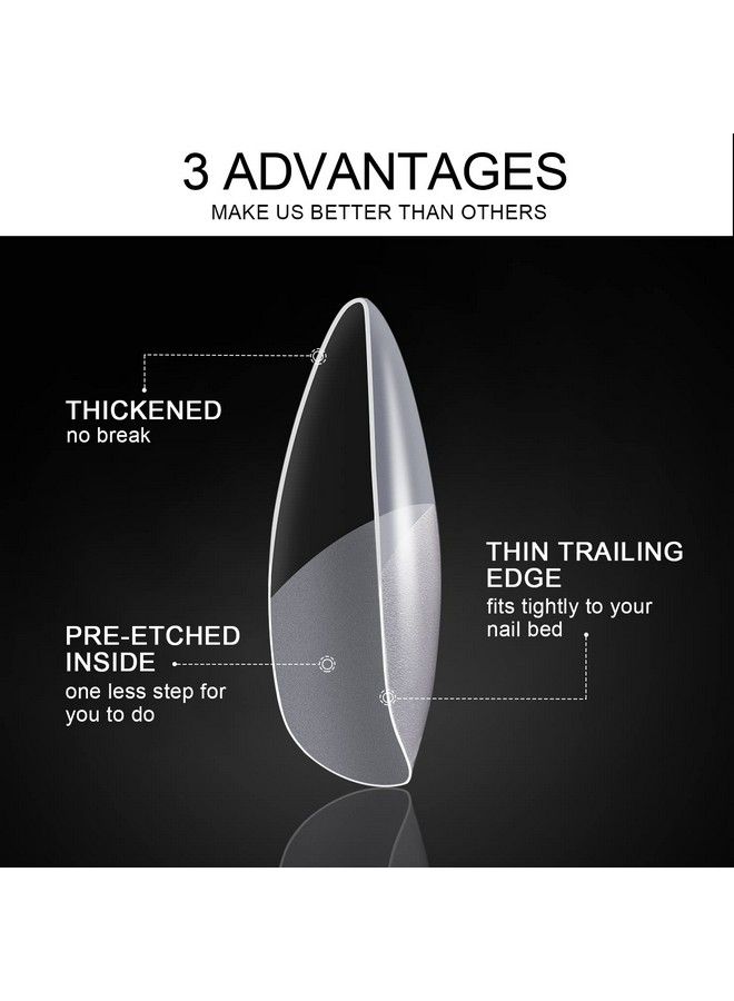 MORGLES Almond Nail Tips Full Cover Morgles 600Pcs Preetched Full Cover Clear Almond Shaped Acrylic Nail Tips With Glues Nail Files For Nail Salon Home 12 Sizes - Image 4
