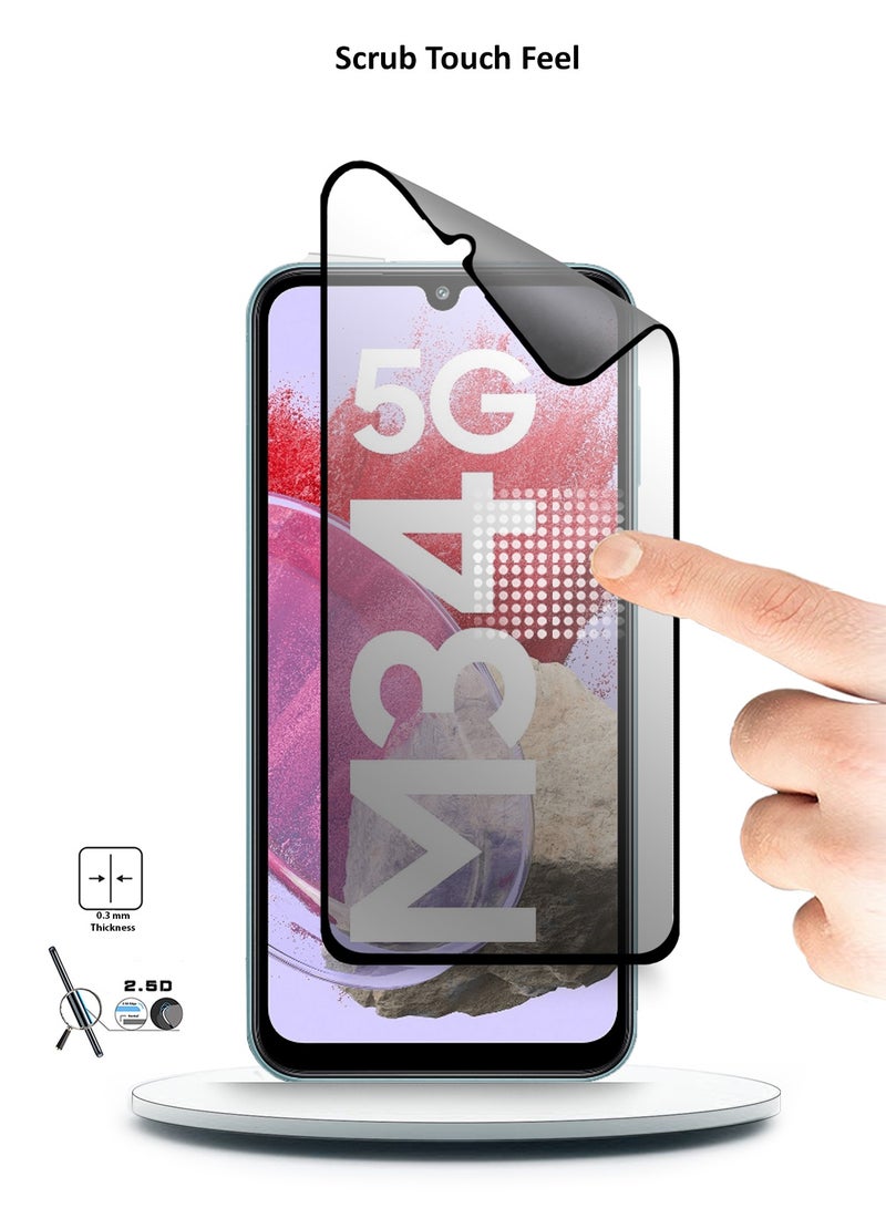 Wtech Samsung Galaxy M34 5G 2023 Nano Ceramic Privacy Full Glue Full Cover Matte Flexible Screen Protector (MSCNMP) - Clear/Black - Image 3