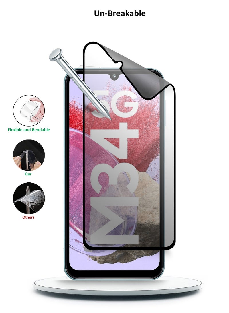 Wtech Samsung Galaxy M34 5G 2023 Nano Ceramic Privacy Full Glue Full Cover Matte Flexible Screen Protector (MSCNMP) - Clear/Black - Image 4
