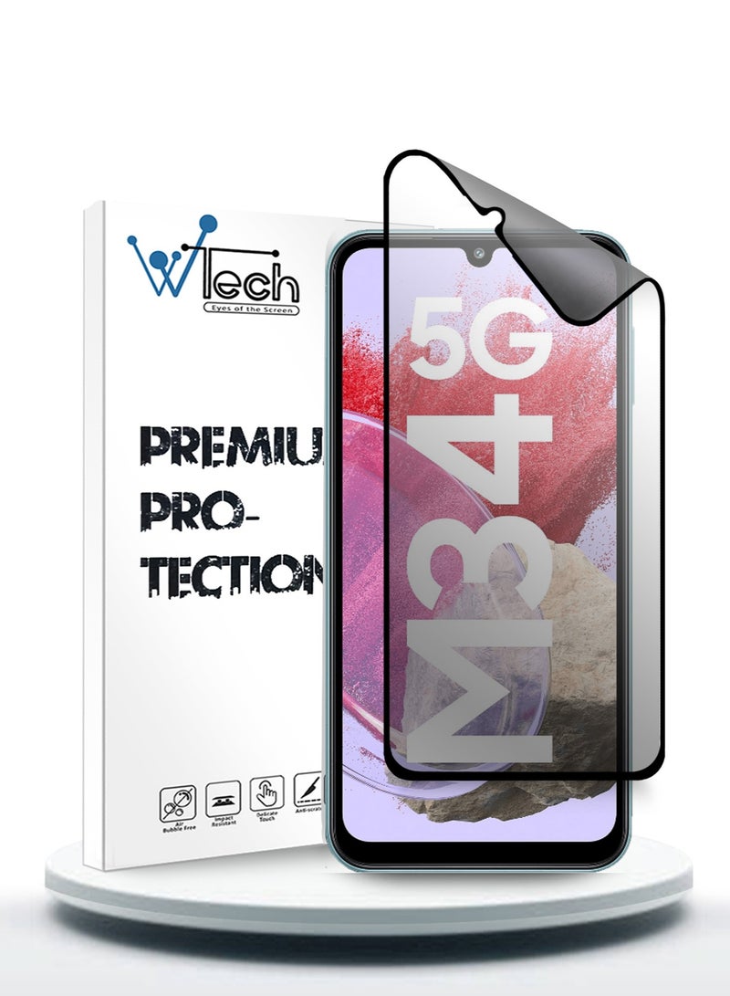 Wtech Samsung Galaxy M34 5G 2023 Nano Ceramic Privacy Full Glue Full Cover Matte Flexible Screen Protector (MSCNMP) - Clear/Black - Image 1