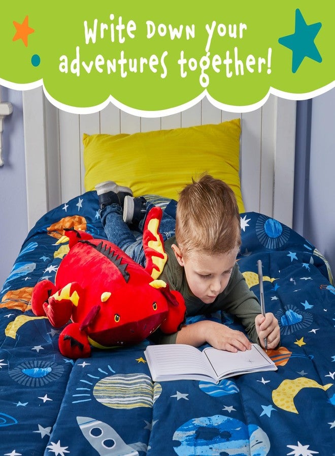 MEMORY MATES Jax the Red Dragon Memory Foam Pillow Plush with Kid's Diary that Stores in Belly Pocket, 15” Stuffed Animal, 6" Journal - Image 4