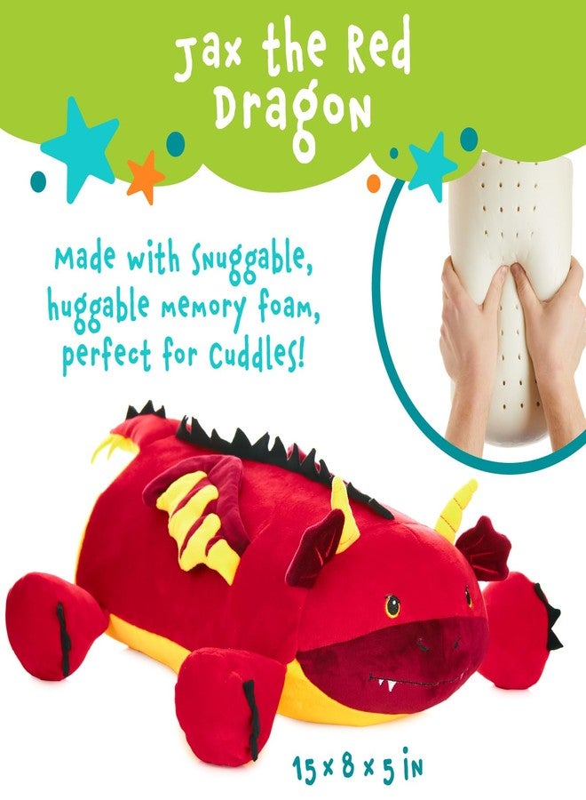 MEMORY MATES Jax the Red Dragon Memory Foam Pillow Plush with Kid's Diary that Stores in Belly Pocket, 15” Stuffed Animal, 6" Journal - Image 2